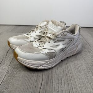 HOKA ONE ONE U Clifton L Embroidery Athletic Running Shoe M9/W10 White leather S